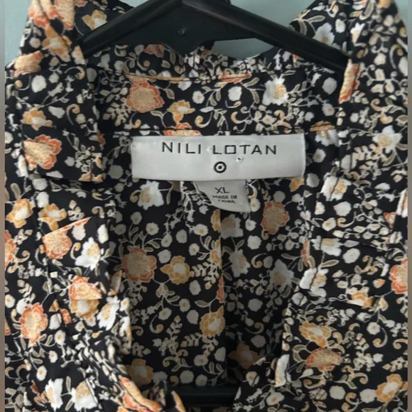Nili Lotan Target Liberty Floral Blouse Button Front Shirt Top Long Sleeve XL - Picture 4 of 5